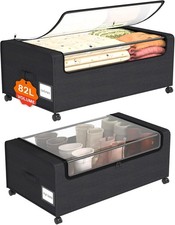 Under Bed Storage Containers W/ Wheels,12 inch Under the Bed Storage Bins 