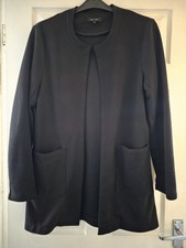 NEW LOOK Size 16 Black Longline Blazer Jacket Coat Pockets Womens 