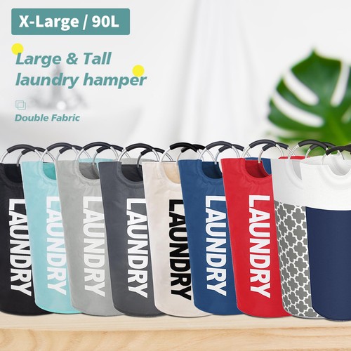 90L Large Laundry Basket Laundry Hamper Stands Up Well Laundry Bag with Pad - Picture 7 of 7