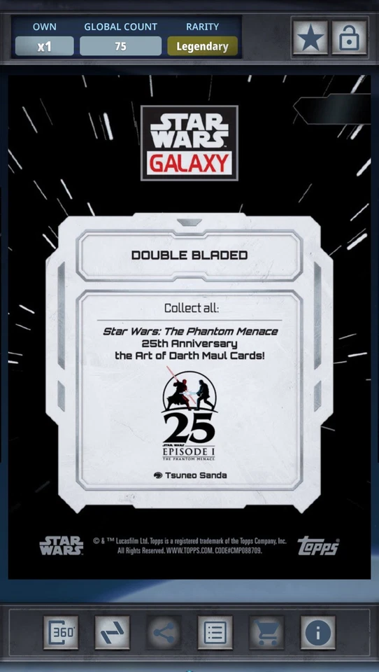 🔥Topps Star Wars Card Trader🔥2024 Chrome Galaxy 🔥75cc Darth Maul Legendary🔥 - Image 3 of 3