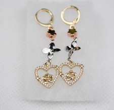 tricolor gold plated earrings/ Aretes De 3 Co...