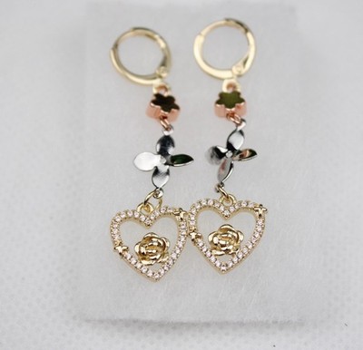 tricolor gold plated earrings/ Aretes De 3 Colores Oro Laminado De Buena Calidad