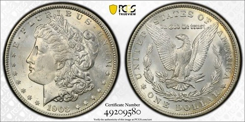 1903 Morgan Silver One Dollar $1.00 - PCGS MS62 - Recently Graded - (#1)