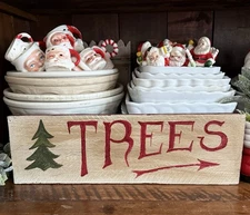 Vintage Primitive Style Wood Christmas Tree Sign ~ Holiday Wall Decor