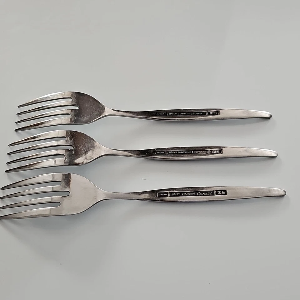 Lote de 3 tenedores de ensalada Nasco ROSEVINE CARESS cubiertos de acero inoxidable 6,75 pulgadas Foto 4 de 4