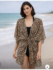 Time and Tru Leopard Print Dress Tunic L 12-14 Brown Animal Print Mobwife Beach