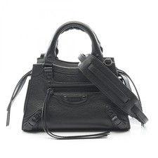 BALENCIAGA NEO CLASS CITY MINI Handtasche Crossbody 638524 Leder Schwarz Gebr...