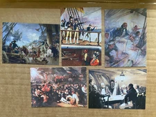 5 admiral Nelson naval art postcards Battle of Trafalgar /  St Vincent