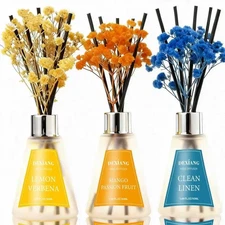 Reed Diffuser Set of 3 Pack, Lemon Verbena/Mango Passion Fruit/Clean Linen Oi...
