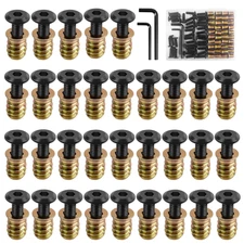 34 Sets 1/4-20 X 3/4" Furniture Screw Nut Threaded Inserts for Wood, Includes He