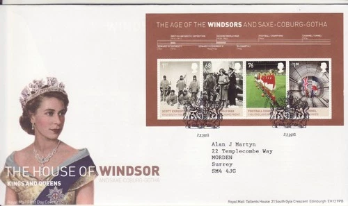 GB Stamps First Day Cover Kings & Queens, House of Windsor MS, Royalty SHS 2012