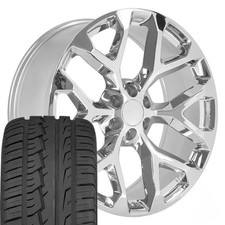24x10 Chrome Snowflake Rims 30535r24 As Tires Fit Gmc Sierra Yukon