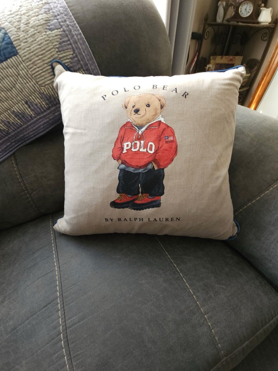 Polo Ralph Lauren Pillow Vintage 18” x 18” Polo Bear Teddy Goose