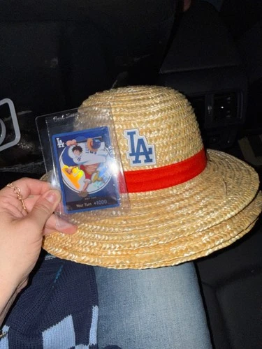 7/2/26 Los Angeles Dodgers One Piece Card Monkey D Luffy Card + 2 Hats