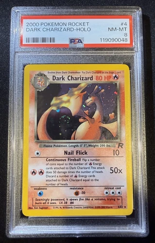 PSA 8 - DARK CHARIZARD 4/82 Team Rocket Pokemon Card HOLO