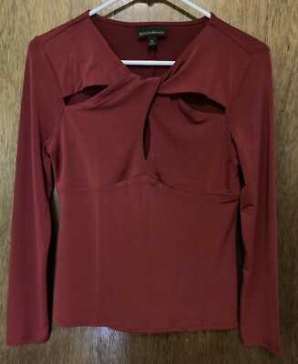 Bold Elements Petite Red Keyhole Blouse. Size PS