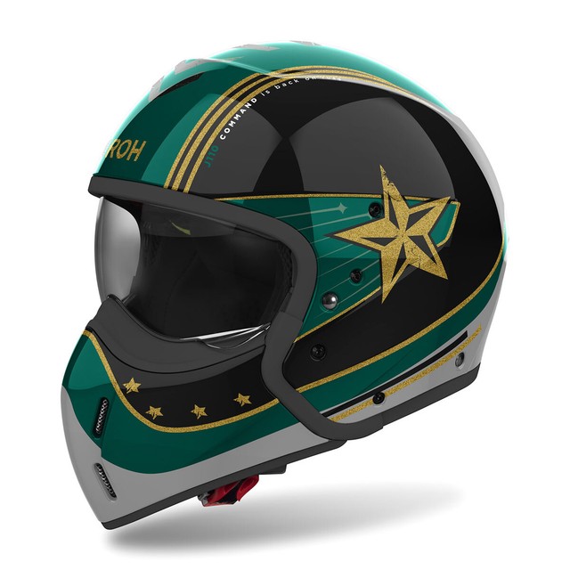 Casque Jet AIROH J 110 Command Noir Vert Menthe Brillant