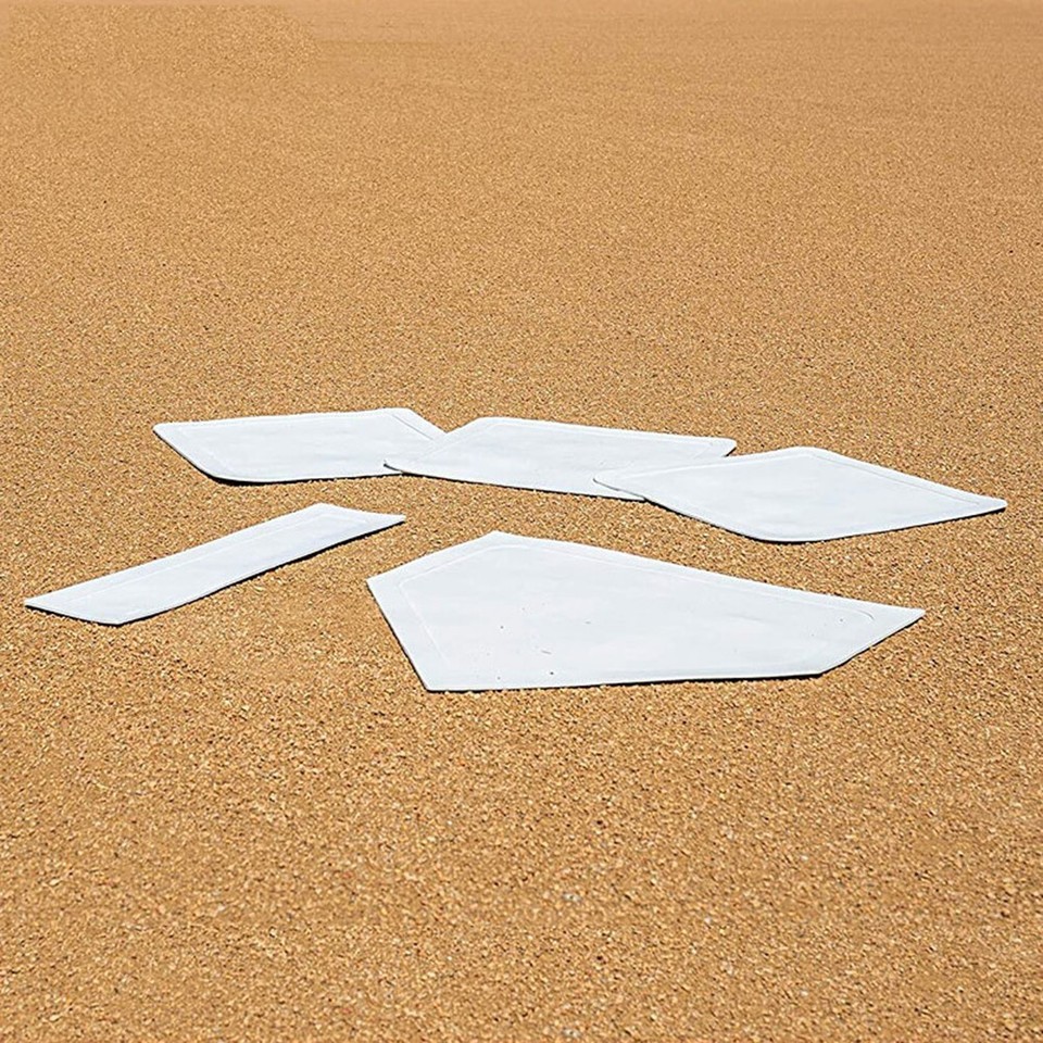 Thrown Down Baseball Bases With Home Plate And Pitchers Rubber Rubber