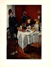 1960 Vintage CLAUDE Monet "THE LUNCHEON" Full Color Offset Art Lithograph Print