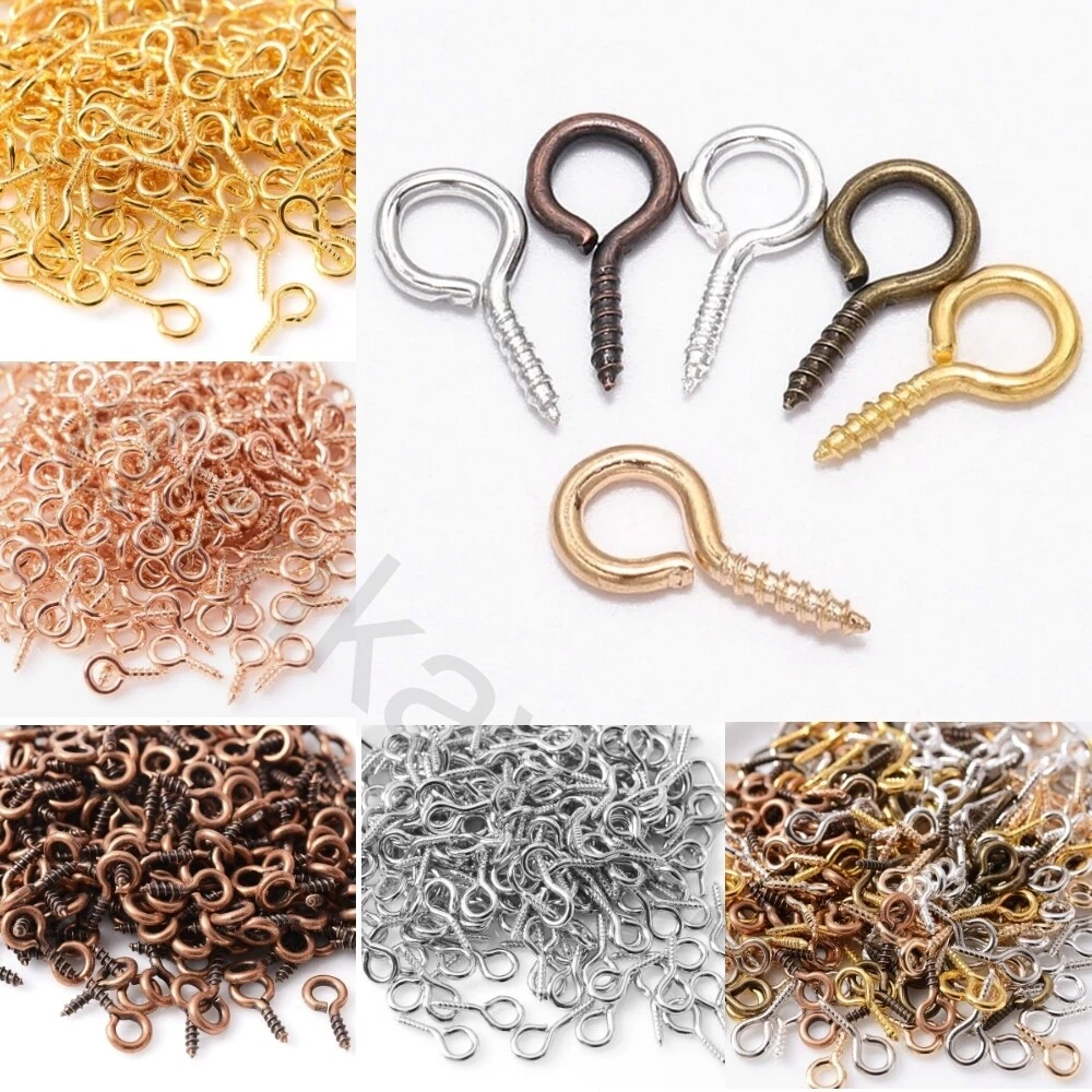 200pcs Small Tiny Mini Eye Pins Eyepins Hooks Eyelets Screw Threaded Iron  Screw Clasps Hooks Jewelry Findings For Making DIY