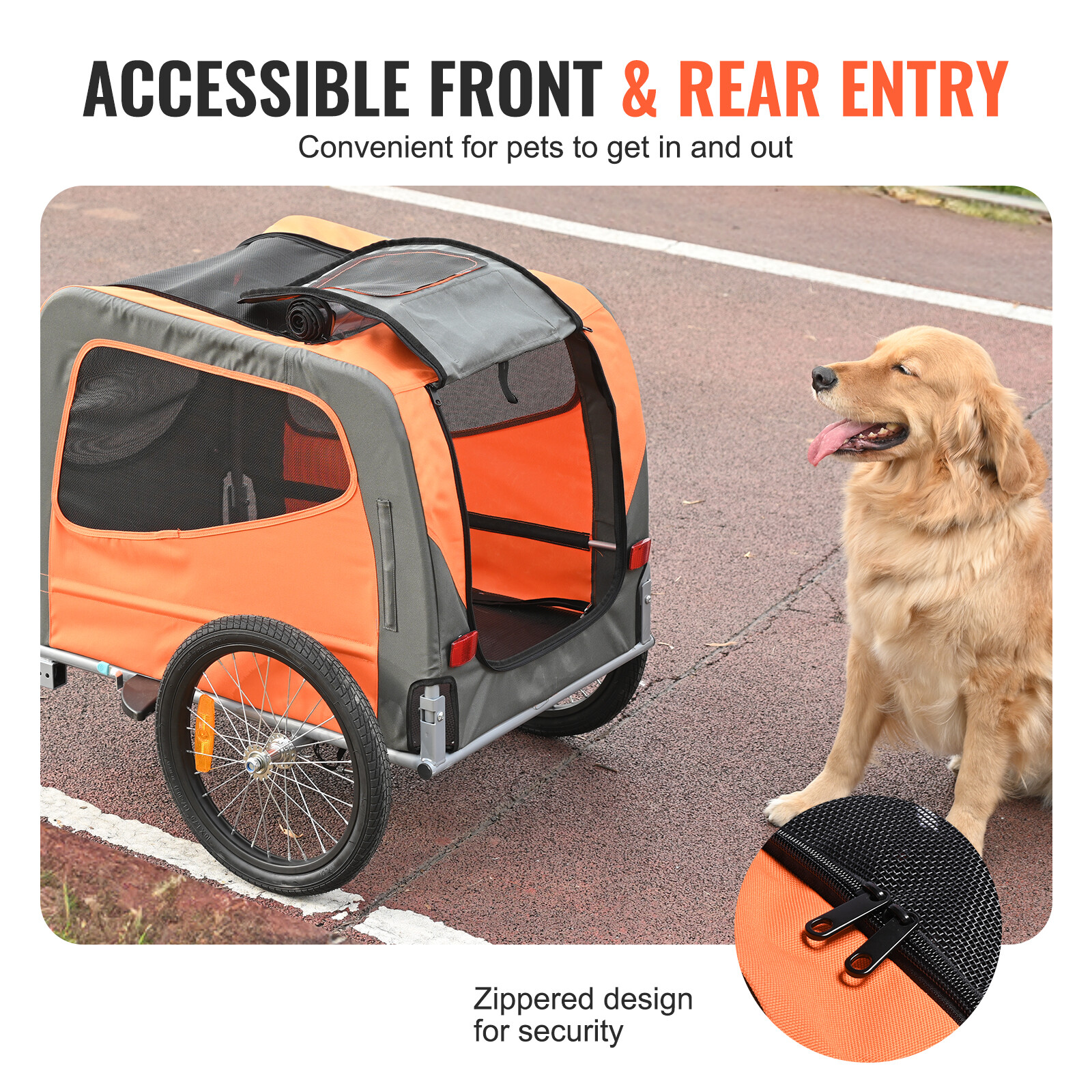 VEVOR Rimorchio per Cani Bici Passeggino per Animali Domestici Carico max. 30 kg foto 5