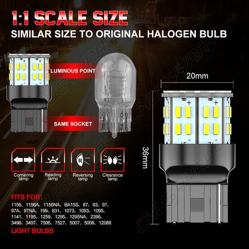 7440 7441 LED Back Up Reverse Light Bulbs Cool White 6000K Extremely Bright 2pcs - Foto 3 di 9