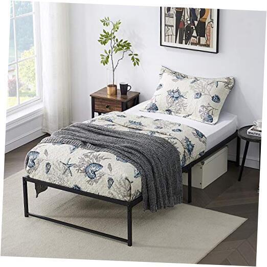 14 Inch Bed Frame/No Box Spring Needed/Mattress Foundation/Steel Slat Support