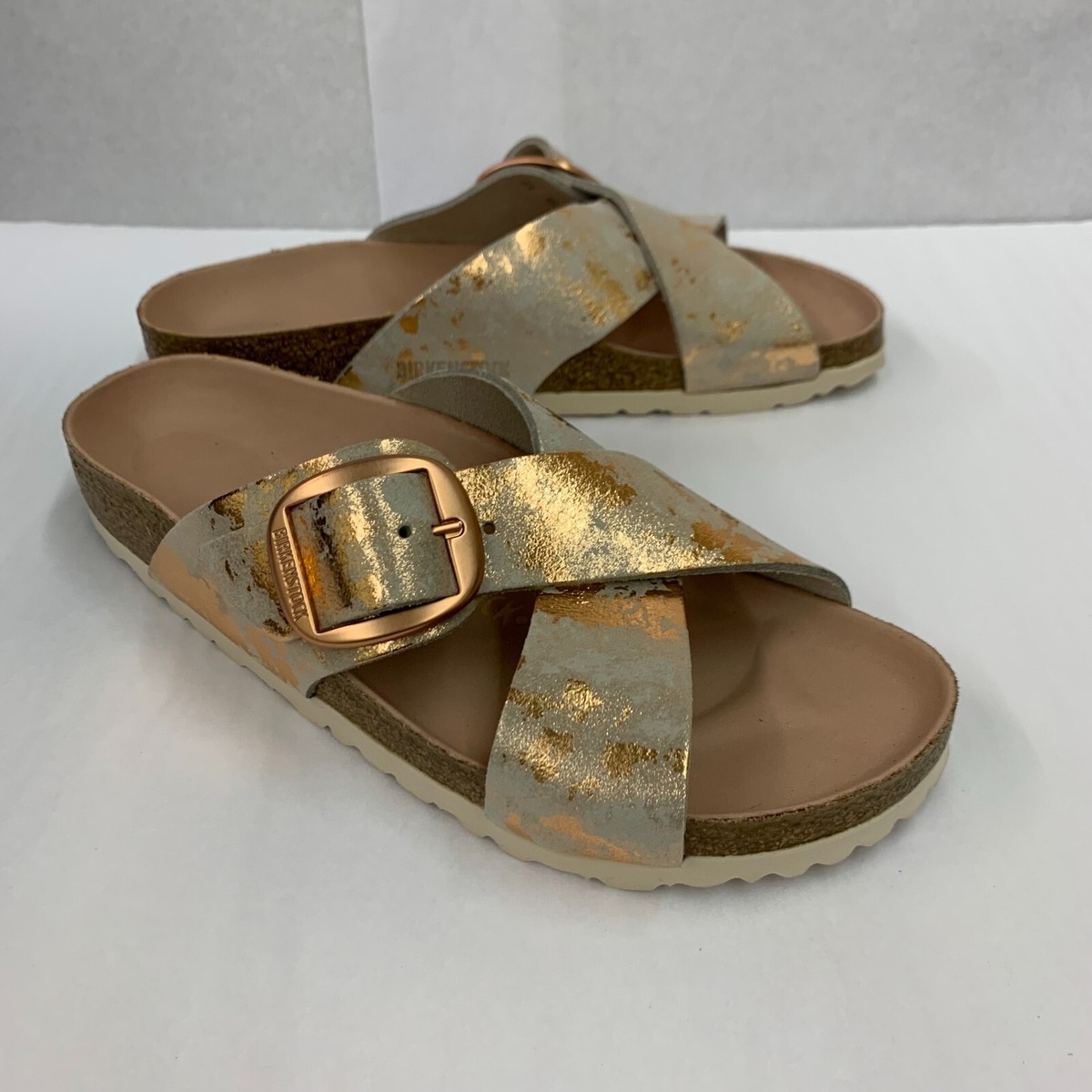 Birkenstock New w/ Box Siena Big Buckle Vintage Metallic Rose