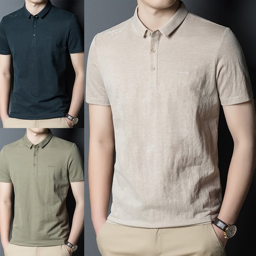 Mens Lapel Polo Shirt Short Sleeve 