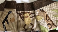 Lambs Ivy Safari GIRAFFE Monkey Lion Valance BROWN CIRCLES GREEN SOFT CHECKS