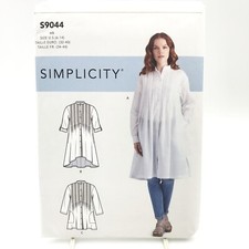 Simplicity 9044 Button Front Tunic Tops w Pocket Misses Size 6 14 Sewing Pattern