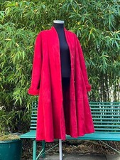 Vintage 1980s Gianfranco Ferre Oversized Red Shearling Sheepskin Swinger Coat L