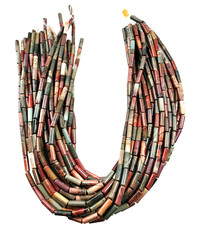 Cherry Creek Jasper 4 x 13mm Tube Beads 15.5" Strand 28 Beads Multicolor