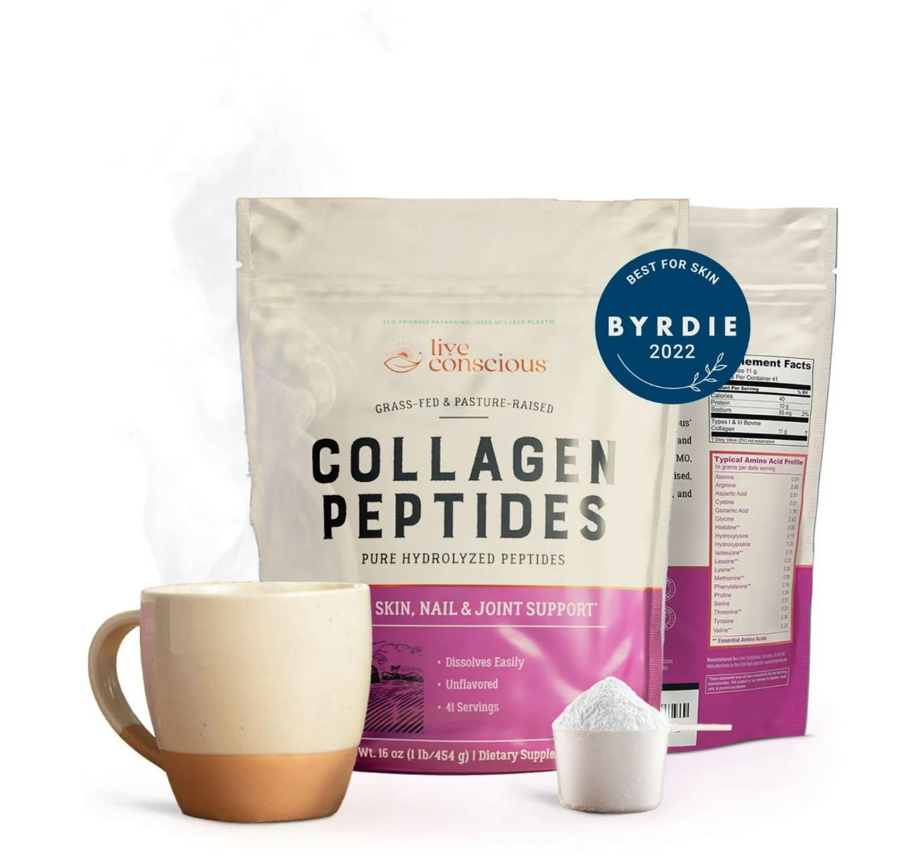 LIVE CONSCIOUS Unflavored Collagen Peptides 16 oz 454 g Brand New Free Shipping