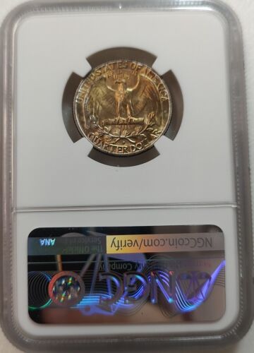 Rainbow TONED 1964-D Washington Quarter 25C NGC MS66 * STAR #6487945-008 - Picture 5 of 7