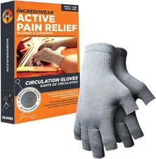 Incrediwear Fingerless Circulation Gloves Anti Inflammation Arthritis Grey