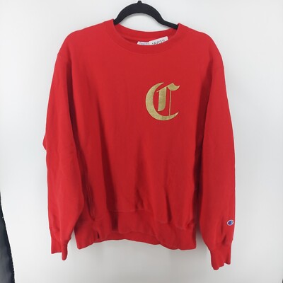 champion sweatshirt men size medium Red gold letters logo crew