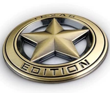 METAL Texas Edition Sticker Emblem Decal Lone Star Badge For Truck (Bronze)