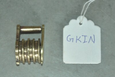 Vintage Messing Klein ' Gkin ' 4 Rad Kombination Vorhängeschloss, Rich Patina