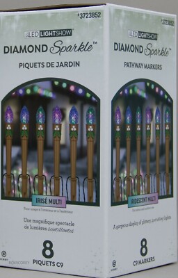 Gemmy Lightshow Diamond Sparkle 8 Marker Iridescent Multi Pathway Markers NIB
