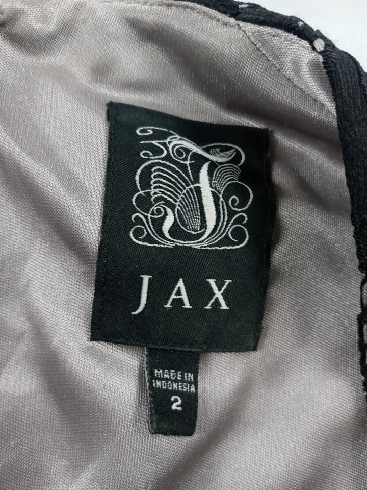 Vestido Jax Mujer 2 Negro Encaje Bordado Floral Vintage Hasta la Rodilla Clásico Foto 3 de 4