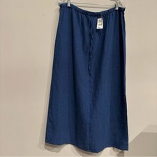 SUTTON STUDIO Skirt Women Large Linen Midi Lagenlook Tie Waist Stretch Modest