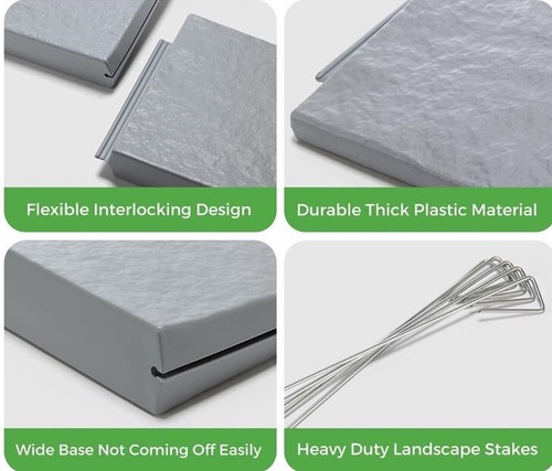 Garden Edging Border No Dig, 8PCS Garden Landscape Edging Boarders: 5.3ft - Gray - Picture 6 of 7