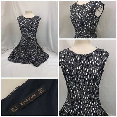 Zara Basic Dress M Blue Poly Sleeveless Knee Length Turkey Mint YGI R1-431