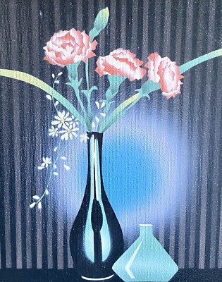 Vintage 80s 90s Floral Still Life Painting Signed Framed Haverty
