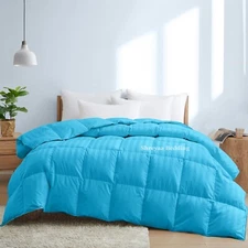 Branded Down Alternative Comforter+Sheet Set Twin Size Aqua Blue Stripes