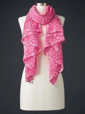 NEW Gap Womens Pareo Paisley Tie Dye Pink White Scarf Shawl Wrap Oversize Cotton