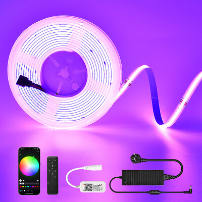 5/10m WIFI 24V COB LED Streifen Band Stripe RGB keine Lichtpunkte Selbstklebend