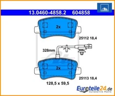 Brake pad set, disc brake ATE 13.0460-4858.2 for Opel