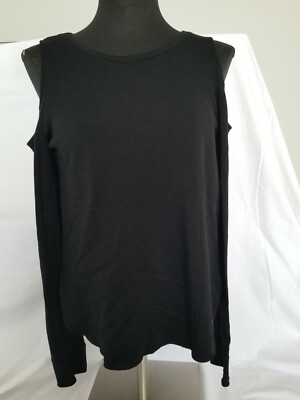 Generation Love Sz S Black Marie Crisscross Top Sweatshirt Cold Shoulder $148